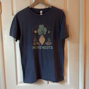 Movements Band Tee Monstera Plant T-Shirt Blue size medium